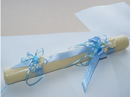 C9094 - Vela redonda para Batizado decorada azul
